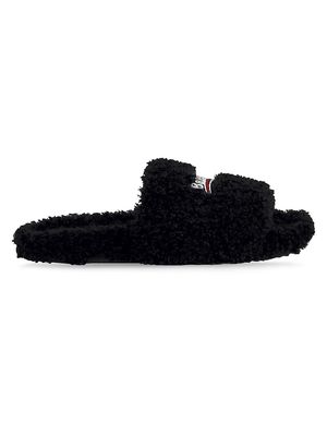 Women's Furry Slide Sandals - Black - Size 8