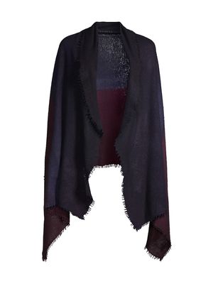 Women's Fuzzy Feutre Colorblocked Cashmere Shawl - Dark Fig