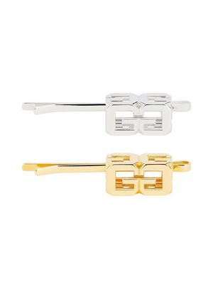 Women's G Cube Two Tone Hair Slide - Golden Silver