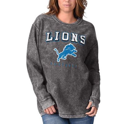 Women's G-III 4Her by Carl Banks Black Detroit Lions Comfy Cord Pullover Sweatshirt