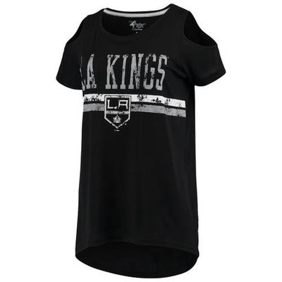 Women's G-III 4Her by Carl Banks Black Los Angeles Kings Clear The Bases Scoop Neck T-Shirt