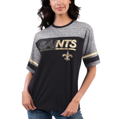 Women's G-III 4Her by Carl Banks Black New Orleans Saints Track T-Shirt