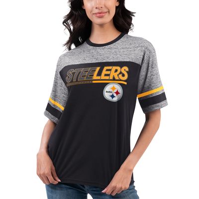 Women's G-III 4Her by Carl Banks Black Pittsburgh Steelers Track T-Shirt