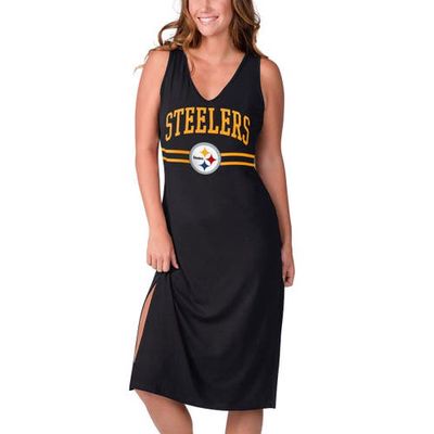 Women's G-III 4Her by Carl Banks Black Pittsburgh Steelers Training V-Neck Maxi Dress