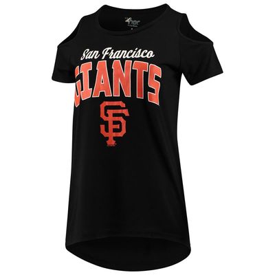 Women's G-III 4Her by Carl Banks Black San Francisco Giants Clear the Bases Cold Shoulder T-Shirt