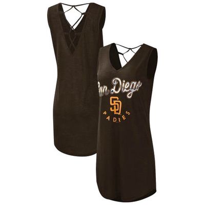 Women's G-III 4Her by Carl Banks Brown San Diego Padres Game Time Slub Beach V-Neck Cover-Up Dress