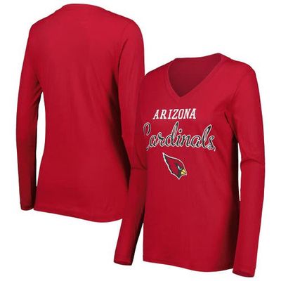 Women's G-III 4Her by Carl Banks Cardinal Arizona Cardinals Post Season Long Sleeve V-Neck T-Shirt