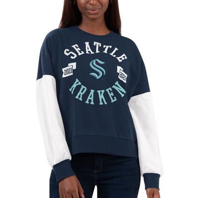 Women's G-III 4Her by Carl Banks Deep Sea Blue Seattle Kraken Team Pride Pullover Sweatshirt in Navy