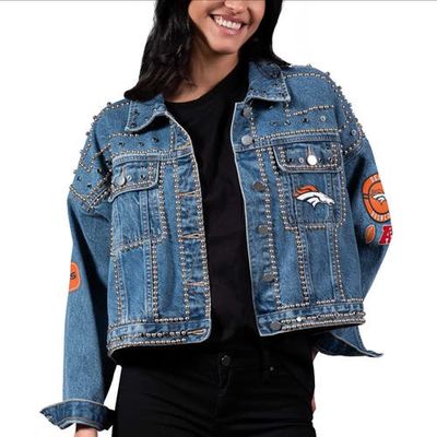 Women's G-III 4Her by Carl Banks Denver Broncos First Finish Medium Denim Full-Button Jacket in Blue