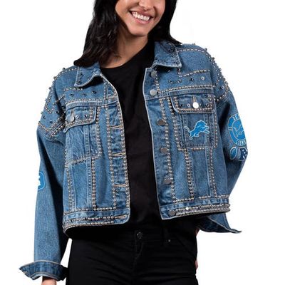 Women's G-III 4Her by Carl Banks Detroit Lions First Finish Medium Denim Full-Button Jacket in Blue