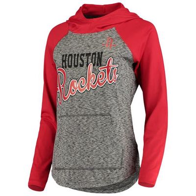 Women's G-III 4Her by Carl Banks Gray/Red Houston Rockets Championship Ring Raglan Pullover Hoodie