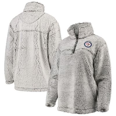 Women's G-III 4Her by Carl Banks Gray Winnipeg Jets Sherpa Quarter-Zip Pullover Jacket