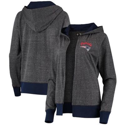 Women's G-III 4Her by Carl Banks Heathered Charcoal New England Patriots Chalk Talk Hoodie Cardigan in Heather Charcoal