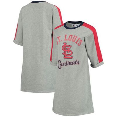 Women's G-III 4Her by Carl Banks Heathered Gray St. Louis Cardinals Turnover 3/4-Sleeve Tee Dress in Heather Gray