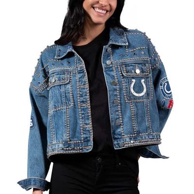 Women's G-III 4Her by Carl Banks Indianapolis Colts First Finish Medium Denim Full-Button Jacket in Blue