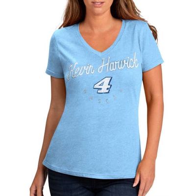Women's G-III 4Her by Carl Banks Light Blue Kevin Harvick Bump & Run V-Neck T-Shirt