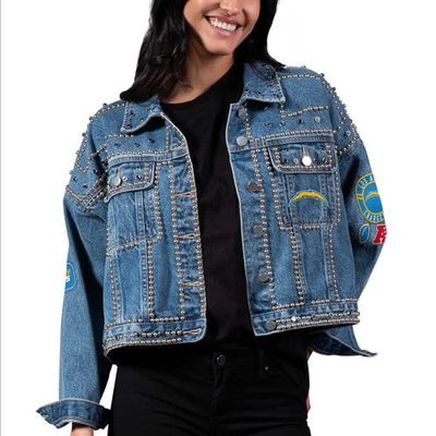 Women's G-III 4Her by Carl Banks Los Angeles Chargers First Finish Medium Denim Full-Button Jacket in Blue