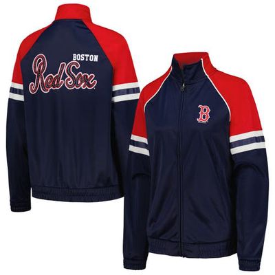 Women's G-III 4Her by Carl Banks Navy Boston Red Sox First Place Raglan Full-Zip Track Jacket