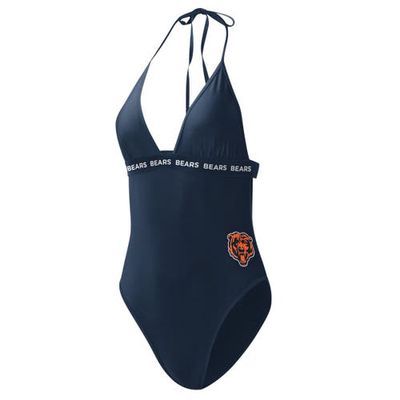 Women's G-III 4Her by Carl Banks Navy Chicago Bears Full Count One-Piece Swimsuit