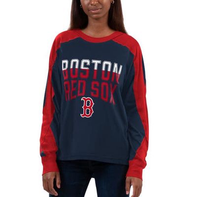 Women's G-III 4Her by Carl Banks Navy/Red Boston Red Sox Smash Raglan Long Sleeve T-Shirt