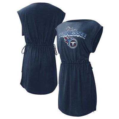 Women's G-III 4Her by Carl Banks Navy Tennessee Titans G. O.A. T. Swimsuit Cover-Up