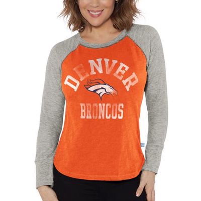 Women's G-III 4Her by Carl Banks Orange/Heather Gray Denver Broncos Waffle Knit Raglan Long Sleeve T-Shirt