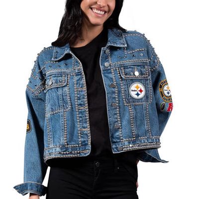 Women's G-III 4Her by Carl Banks Pittsburgh Steelers First Finish Medium Denim Full-Button Jacket in Blue