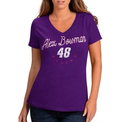 Women's G-III 4Her by Carl Banks Purple Alex Bowman Bump & Run V-Neck T-Shirt
