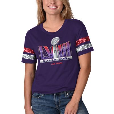 Women's G-III 4Her by Carl Banks Purple Super Bowl LVIII Box Score Top