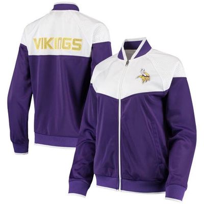 Women's G-III 4Her by Carl Banks Purple/White Minnesota Vikings Wildcard Full-Zip Raglan Track Jacket