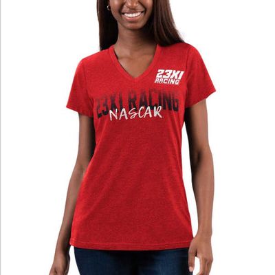 Women's G-III 4Her by Carl Banks Red 23XI Racing Snap V-Neck T-Shirt