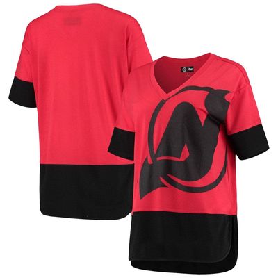 Women's G-III 4Her by Carl Banks Red New Jersey Devils First Place V-Neck T-Shirt