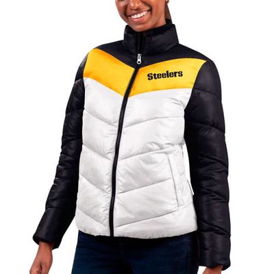 Women's G-III 4Her by Carl Banks White/Black Pittsburgh Steelers New Star Quilted Full-Zip Jacket