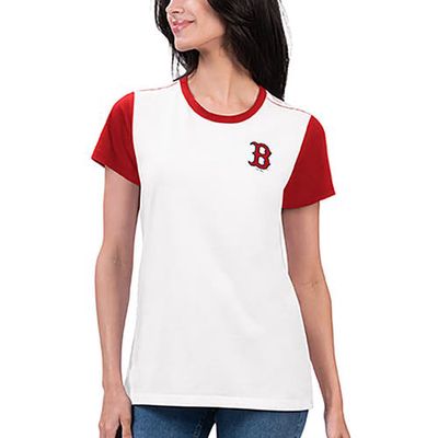 Women's G-III 4Her by Carl Banks White Boston Red Sox Illustration Ringer T-Shirt