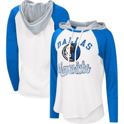 Women's G-III 4Her by Carl Banks White Dallas Mavericks MVP Raglan Hoodie Long Sleeve T-Shirt