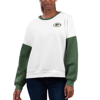 Women's G-III 4Her by Carl Banks White Green Bay Packers A-Game Pullover Sweatshirt