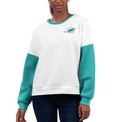 Women's G-III 4Her by Carl Banks White Miami Dolphins A-Game Pullover Sweatshirt