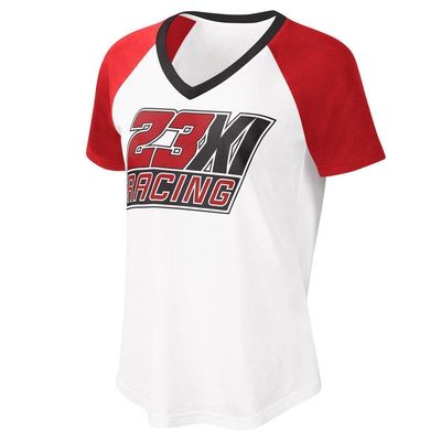 Women's G-III 4Her by Carl Banks White/Red 23XI Racing Overtime V-Neck T-Shirt