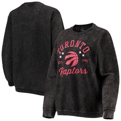 Women's G-III Sports by Carl Banks Black Toronto Raptors Slouchy Comfy Cord Crewneck Pullover Sweatshirt