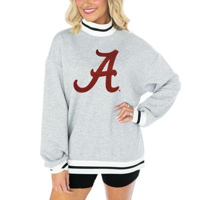 Women's Gameday Couture Ash Alabama Crimson Tide In It To Win It Sporty Mock Neck Pullover Sweatshirt