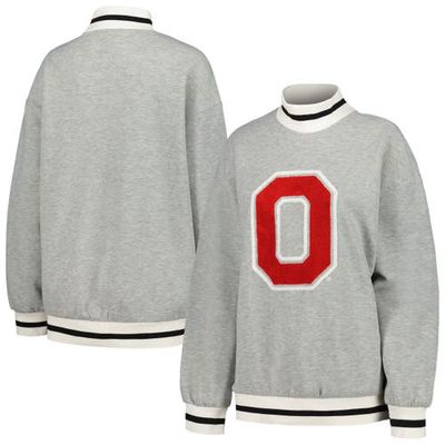 Women's Gameday Couture Ash Ohio State Buckeyes In It To Win It Sporty Mock Neck Pullover Sweatshirt
