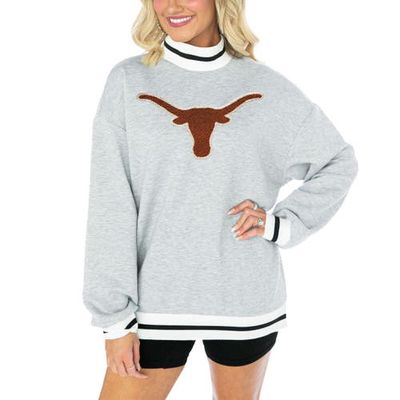 Women's Gameday Couture Ash Texas Longhorns In It To Win It Sporty Mock Neck Pullover Sweatshirt
