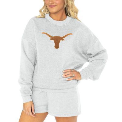 Women's Gameday Couture Ash Texas Longhorns Team Effort Pullover Sweatshirt & Shorts Sleep Set