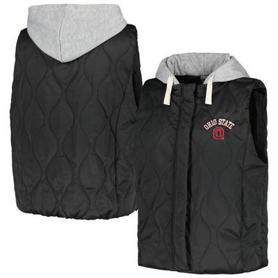 Women's Gameday Couture Black Ohio State Buckeyes Headliner Full-Snap Hooded Puffer Vest