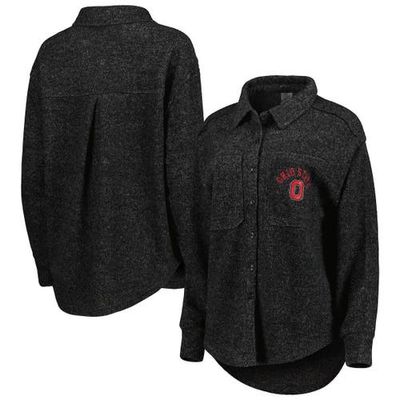 Women's Gameday Couture Black Ohio State Buckeyes Switch It Up Tri-Blend Button-Up Shacket