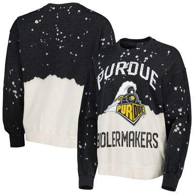 Women's Gameday Couture Black Purdue Boilermakers Twice As Nice Faded Dip-Dye Pullover Long Sleeve Top