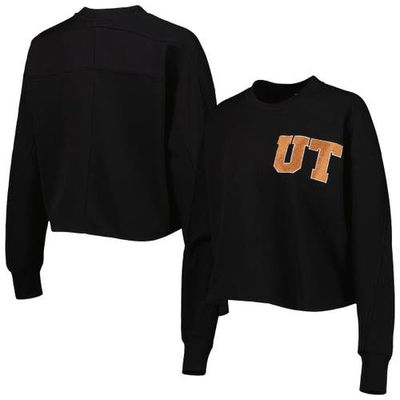 Women's Gameday Couture Black Texas Longhorns Back To Reality Colorblock Pullover Sweatshirt