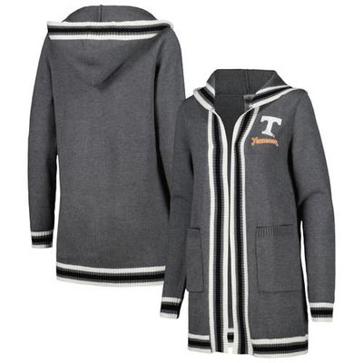 Women's Gameday Couture Charcoal Tennessee Volunteers One More Round Tri-Blend Striped Hooded Cardigan Sweater