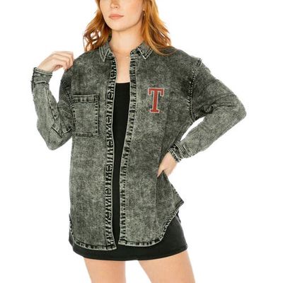 Women's Gameday Couture Charcoal Texas Longhorns Multi-Hit Tri-Blend Oversized Button-Up Denim Jacket