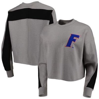 Women's Gameday Couture Gray Florida Gators Back To Reality Colorblock Pullover Sweatshirt